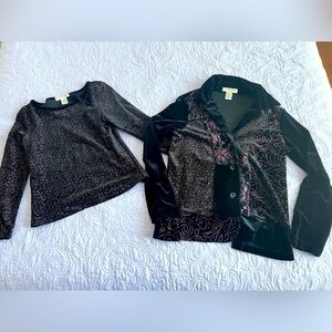 Notations Petite Women’s Velvet Velour Matching Set Blazer and Top Size PM